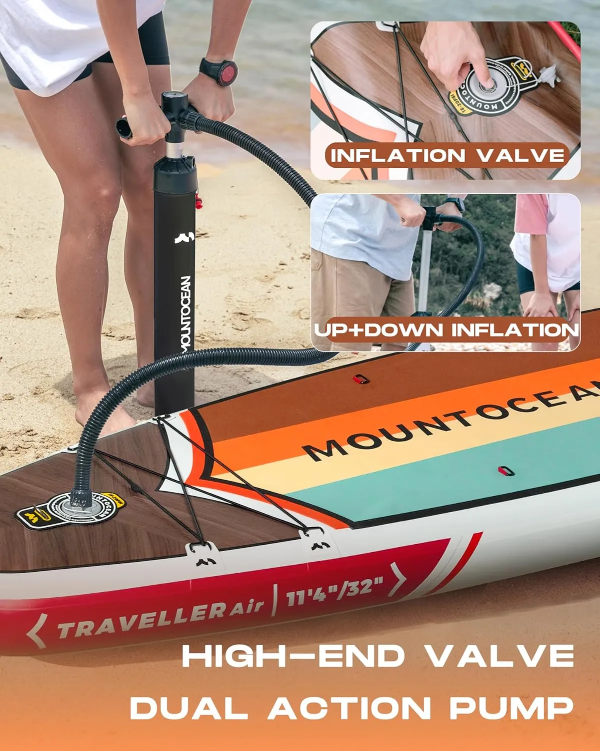 11'4''x32''x 6''Inflatable Paddle Board with Seat,Paddle Board Accessories, Non-Slip Comfort Deck, Dual Bungees, Camera Mount, Stand Up Paddleboard Inflatable for Adults
