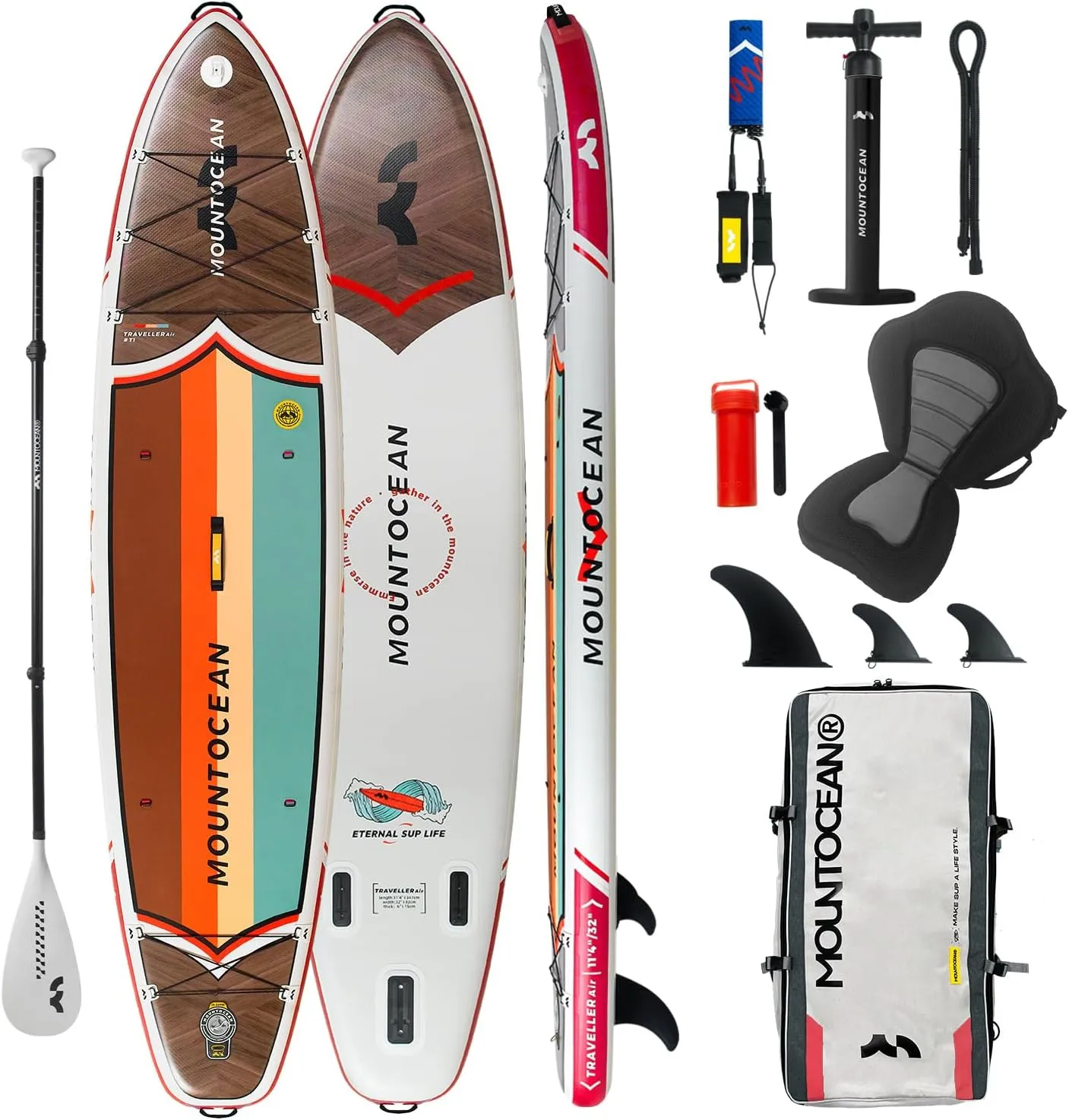 11'4''x32''x 6''Inflatable Paddle Board with Seat,Paddle Board Accessories, Non-Slip Comfort Deck, Dual Bungees, Camera Mount, Stand Up Paddleboard Inflatable for Adults