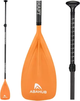 Abahub 1 x 3 Section Carbon Fiber SUP Paddle, Adjustable 67''-86'' Stand Up Paddle Lightweight Carbon Shaft, Black/Blue/Yellow/Green/Orange/Red Plastic Blade   Paddle Bag