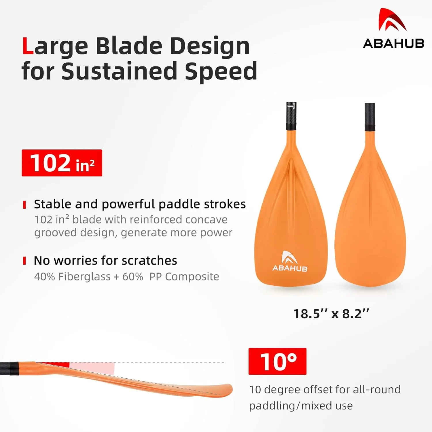 Abahub 1 x 3 Section Carbon Fiber SUP Paddle, Adjustable 67''-86'' Stand Up Paddle Lightweight Carbon Shaft, Black/Blue/Yellow/Green/Orange/Red Plastic Blade   Paddle Bag