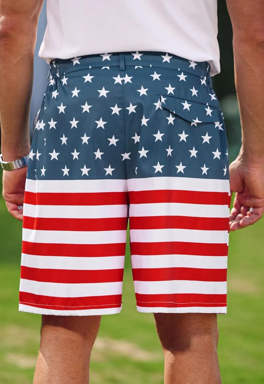 Arvilhill Men's American Flag Golf Shorts Patriotic 4th of July Independence Day Shorts with Pockets (S-XXL)