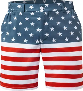 Arvilhill Men's American Flag Golf Shorts Patriotic 4th of July Independence Day Shorts with Pockets (S-XXL)