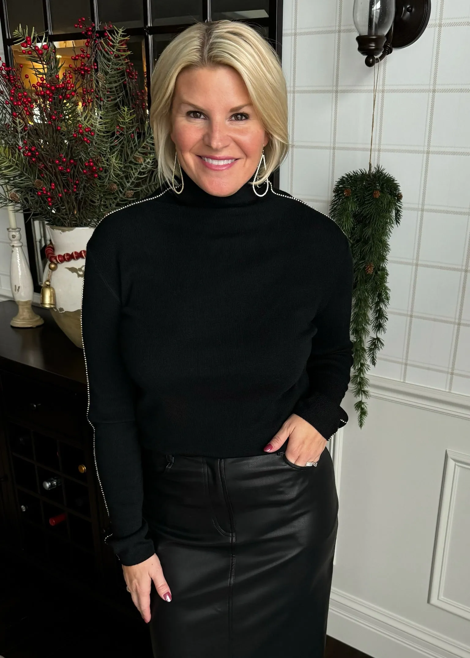 Black Rhinestone Embellished Sweater