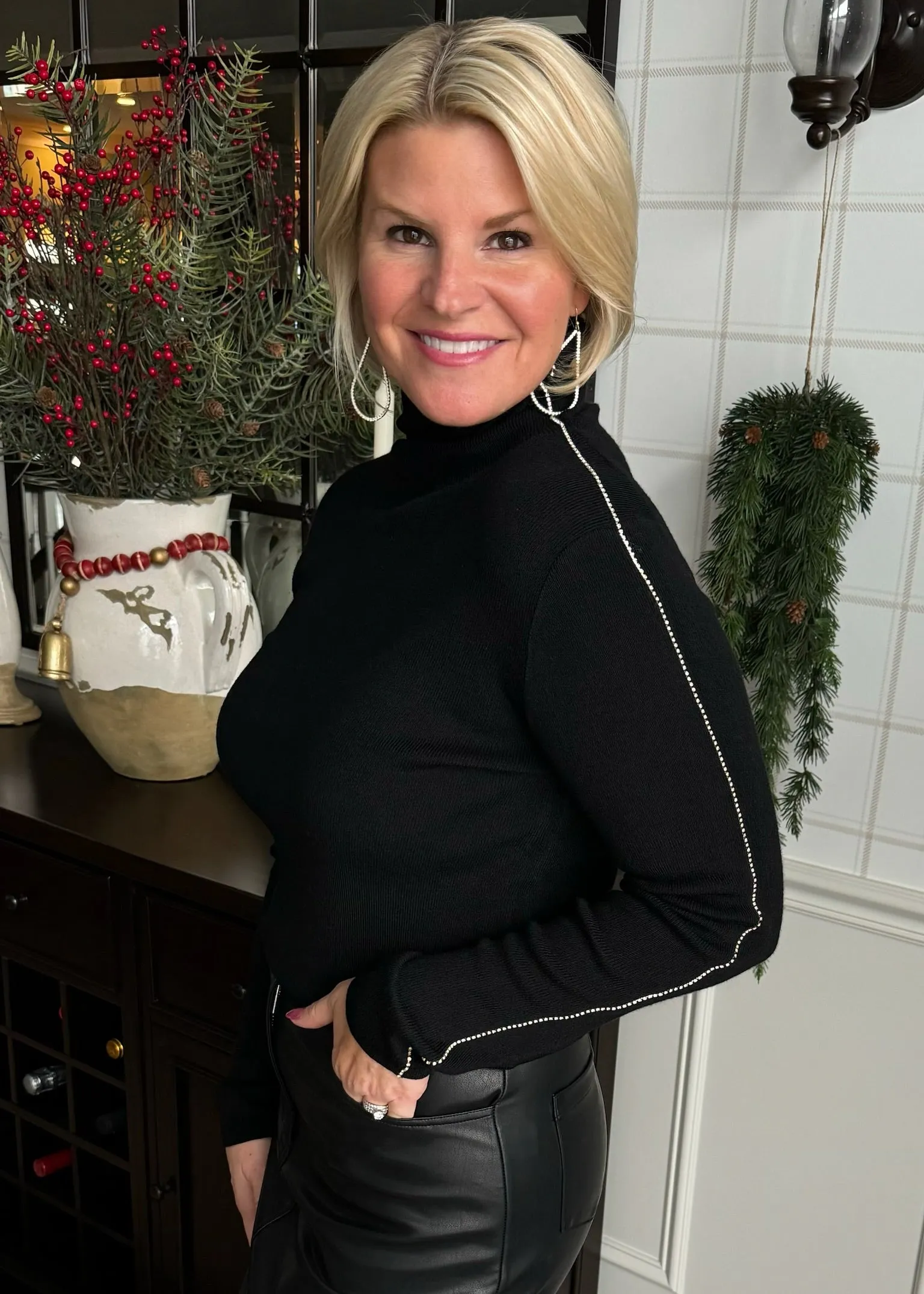 Black Rhinestone Embellished Sweater