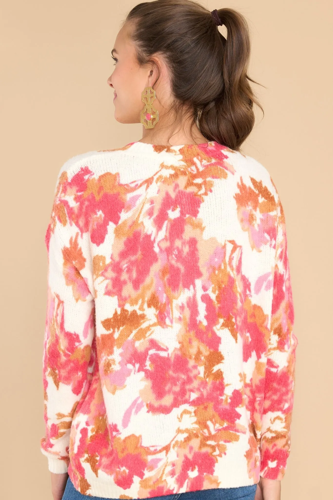 Bright Blooms Ivory Floral Sweater
