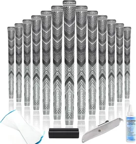 CHAMPKEY Golf Grips 13 Pack | Come with Solvent,15 Tapes,Vise Clamp and Hook Blade | All Weather Control and High Feedback Golf Club Grips