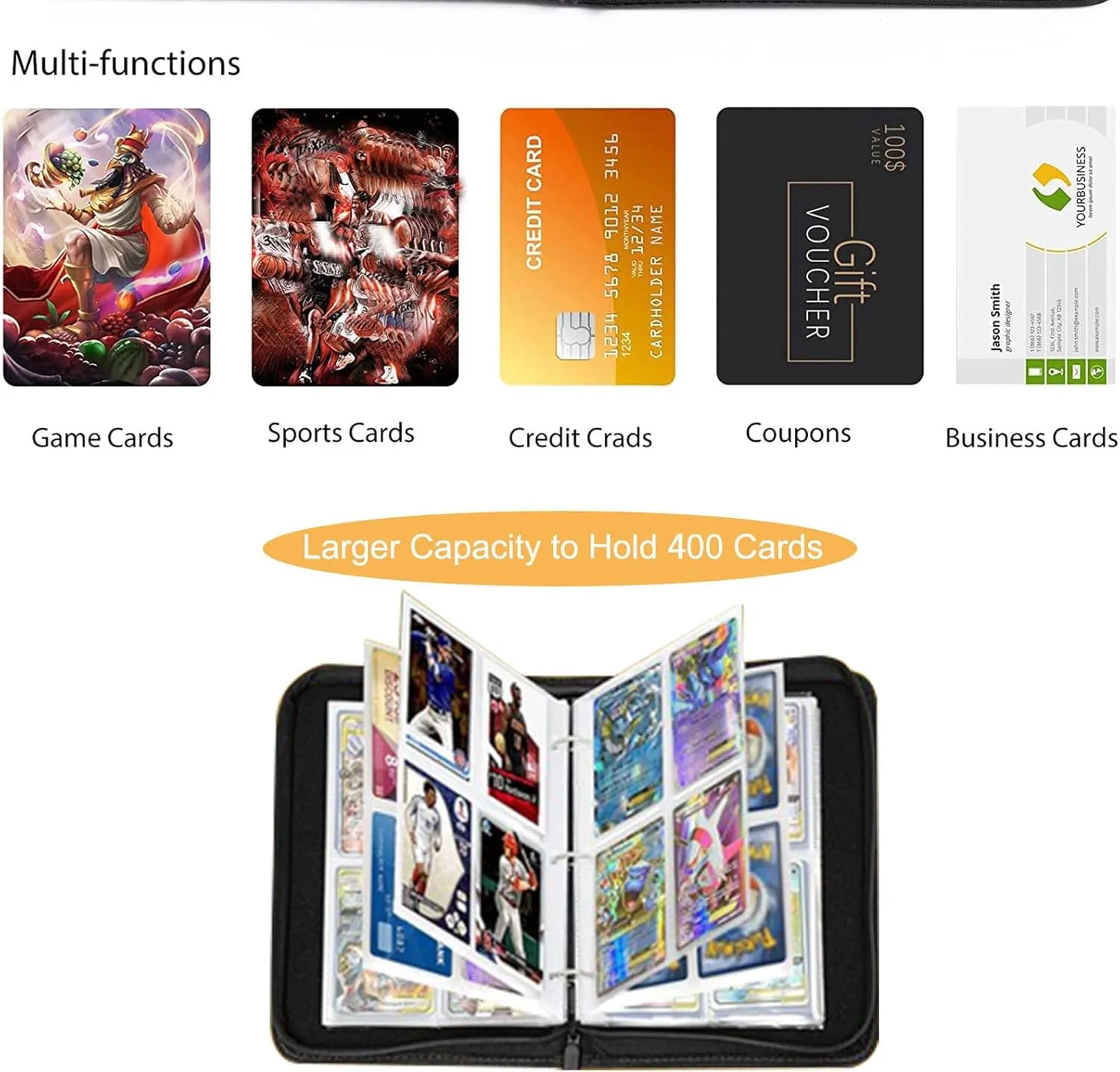 Cool Dragon Trading Card Binder - 4-Pocket Zipper Binder with 400 Pockets, Ideal for Card Collectors and Enthusiasts - Collectible Trading Card Album with Sleeves