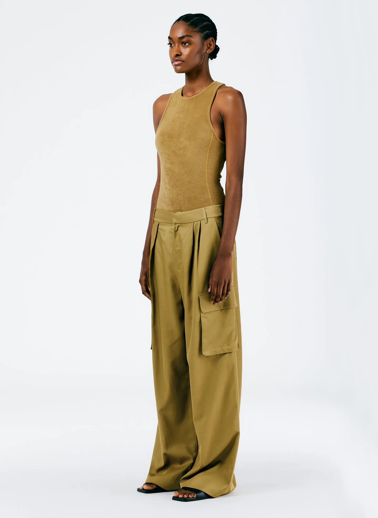 Drapey Suiting Asymmetrical Pleat Stella Pant