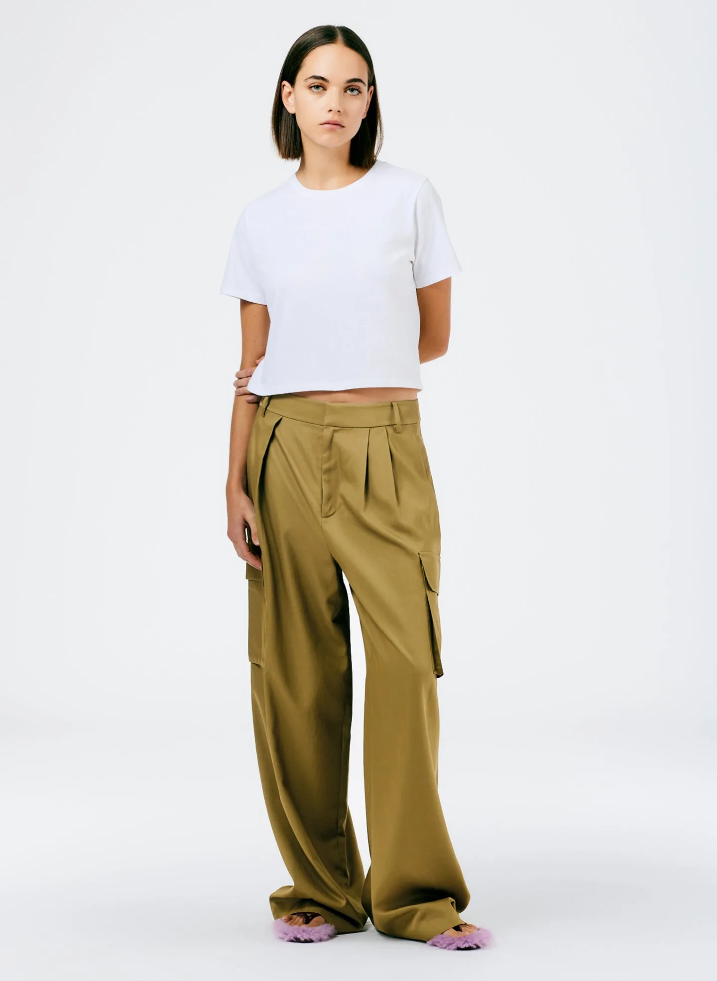 Drapey Suiting Asymmetrical Pleat Stella Pant