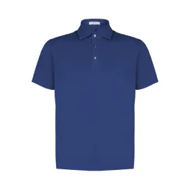 FERRANTE Cotton Short Sleeve Polo MID BLUE
