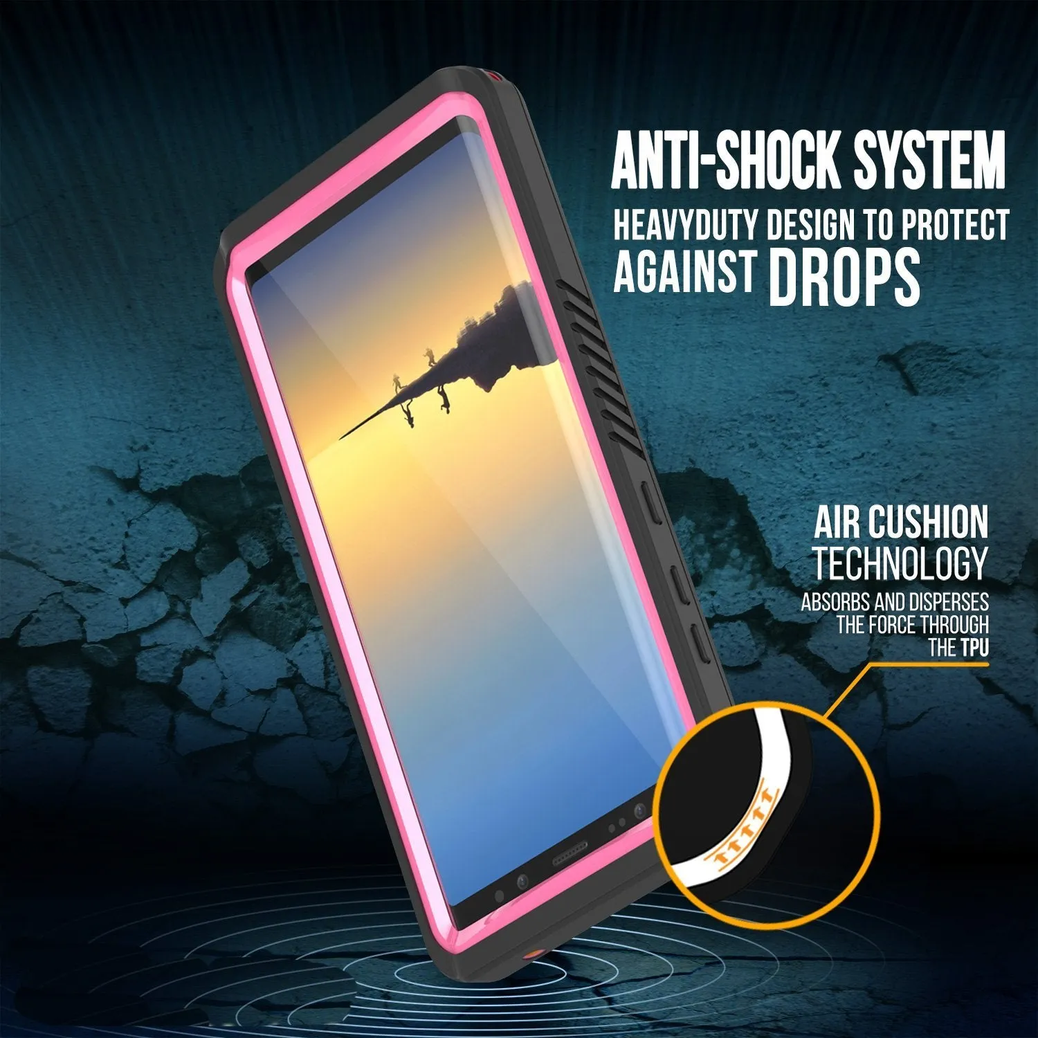 Galaxy Note 8 Anti-Shock Screen Protector Slim-Fit Case [Pink]