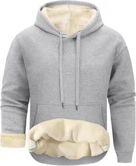 Gihuo Men's Warm Crewneck Sherpa Lined Fleece Sweatshirt Pullover Tops