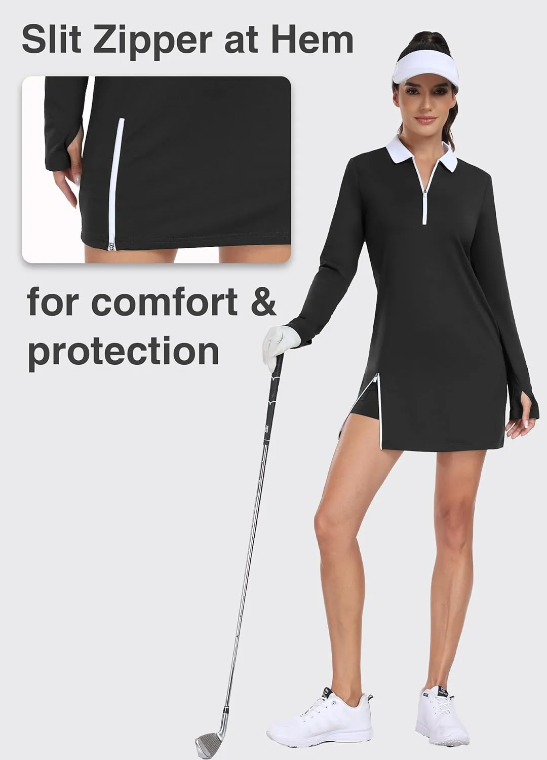 Hiverlay Tennis Dresses for Women with 2 Pockets Built in Shorts UPF 50  Golf Dress Workout Athletic Dresses