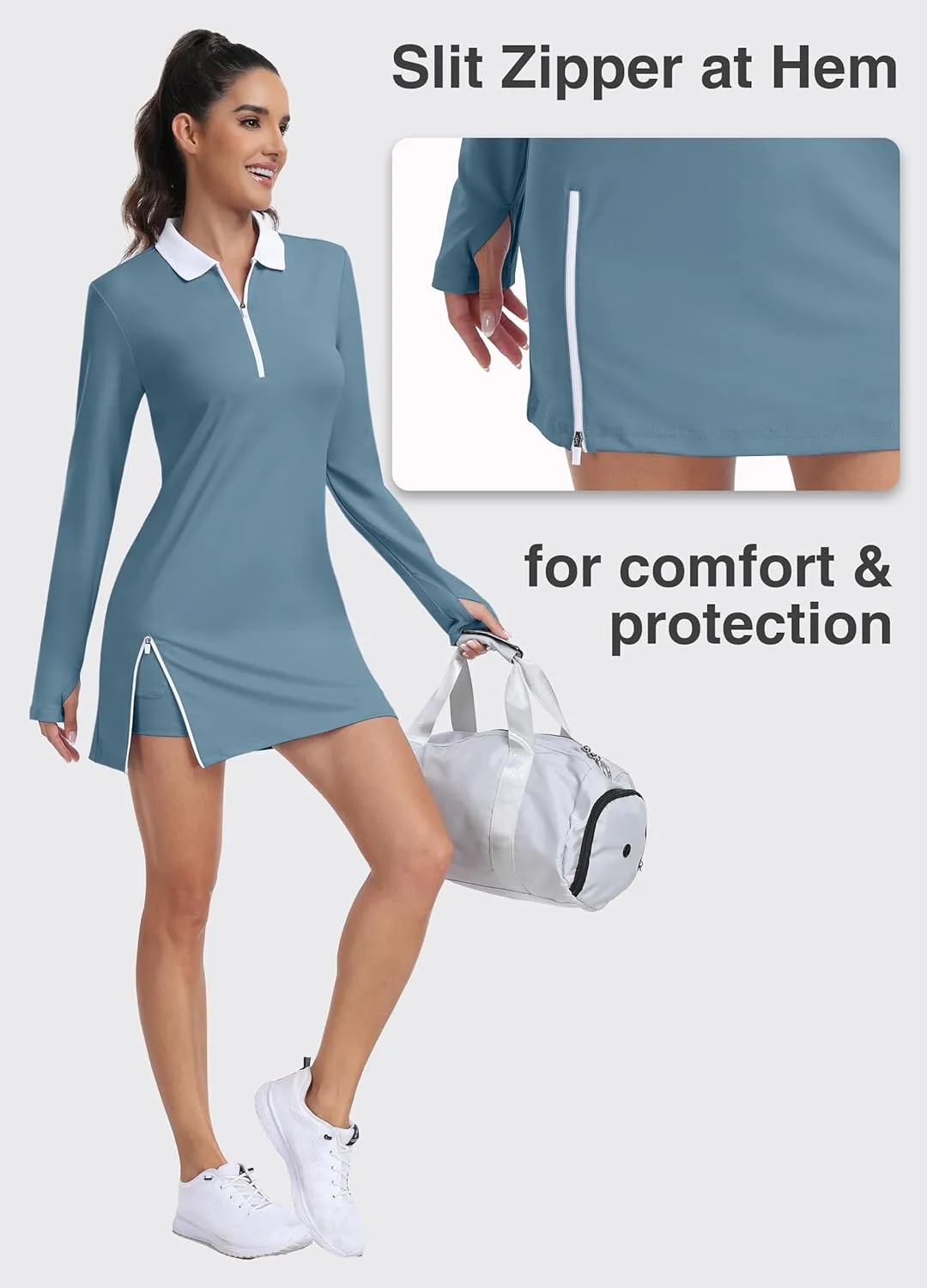 Hiverlay Tennis Dresses for Women with 2 Pockets Built in Shorts UPF 50  Golf Dress Workout Athletic Dresses