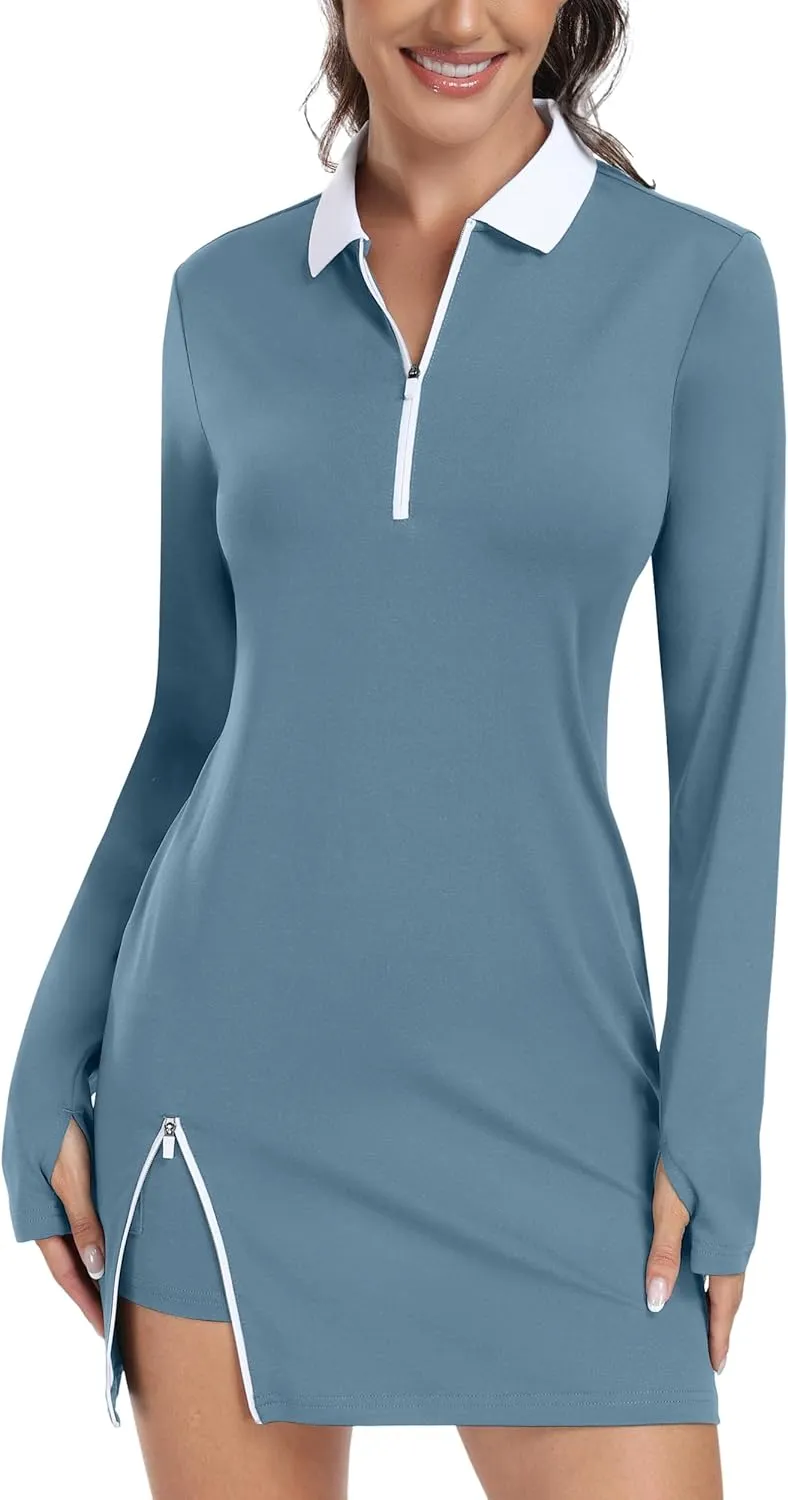 Hiverlay Tennis Dresses for Women with 2 Pockets Built in Shorts UPF 50  Golf Dress Workout Athletic Dresses