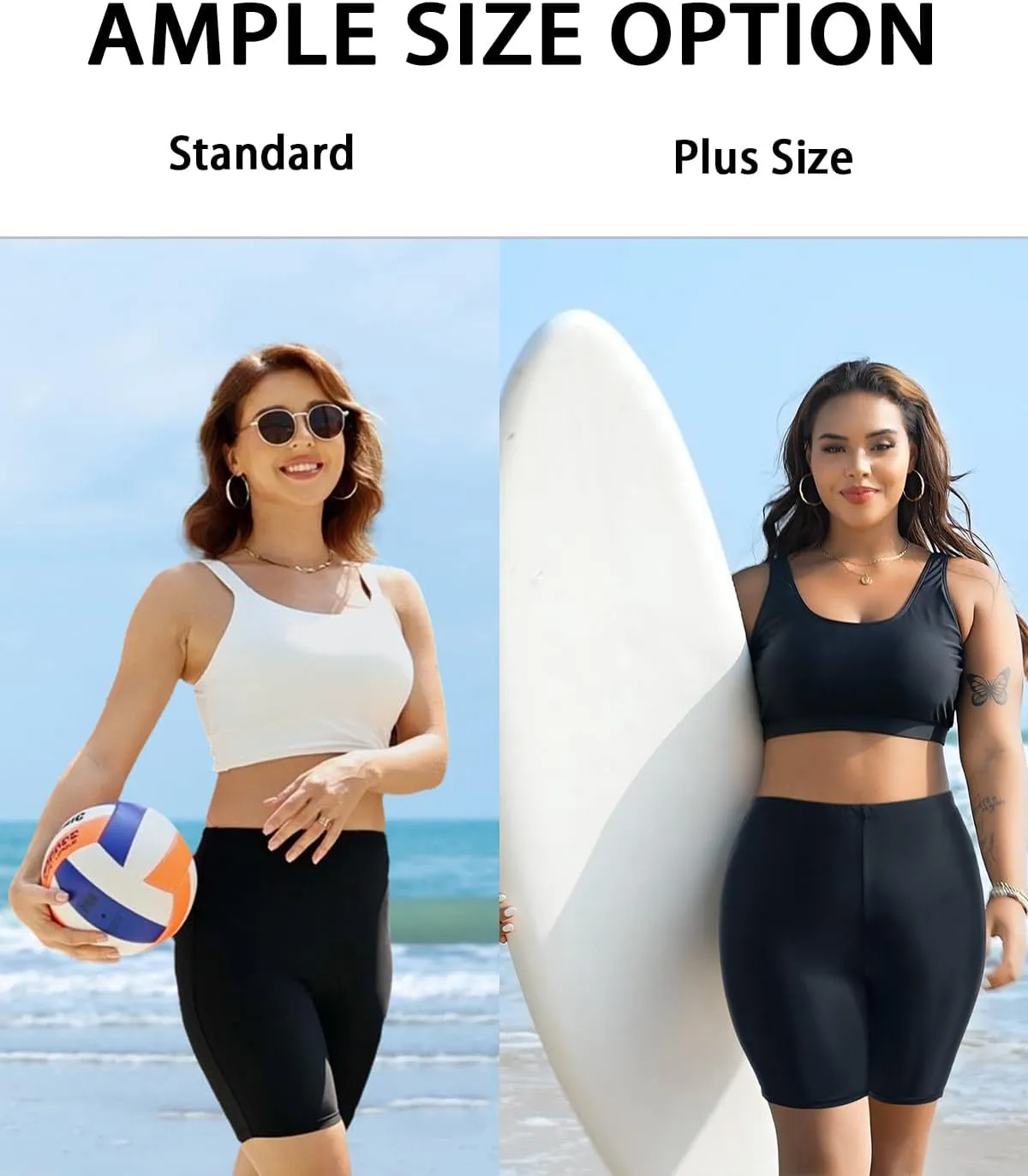 Holipick 7" Swim Shorts Women High Waisted Bathing Suit Shorts Swimsuit Boy Short Long Swimwear Bottom