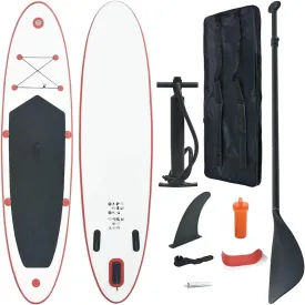 Inflatable Stand Up Paddle Board Set for Surfing and Recreation, Easy to Inflate, Red and White