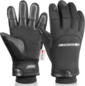 KINGSBOM -40 Winter Waterproof Thermal Gloves - 3M Thinsulate Windproof Touch Screen Warm Gloves - for Driving,Cycling,Riding,Running,Outdoor Sports - for Women and Men - Black