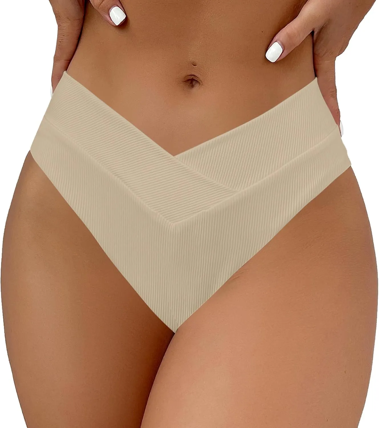 Leoparts Women's V Cut High Waisted Bikini Bottom Ribbed High Cut Cheeky Swimsuit Bathing Suit Bottoms