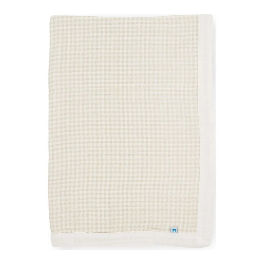 Little Unicorn Cotton Muslin Baby Quilt - Tan Gingham