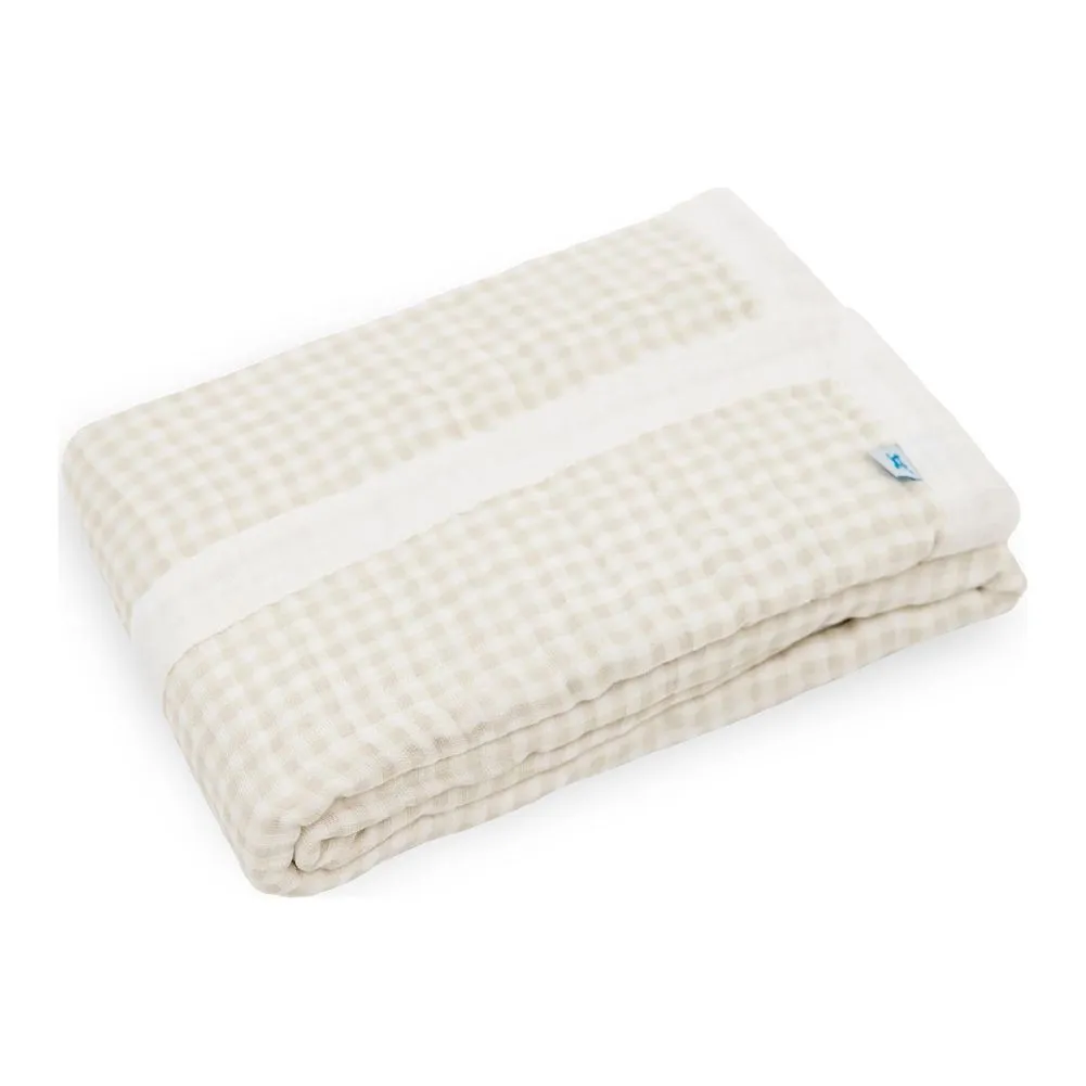 Little Unicorn Cotton Muslin Baby Quilt - Tan Gingham