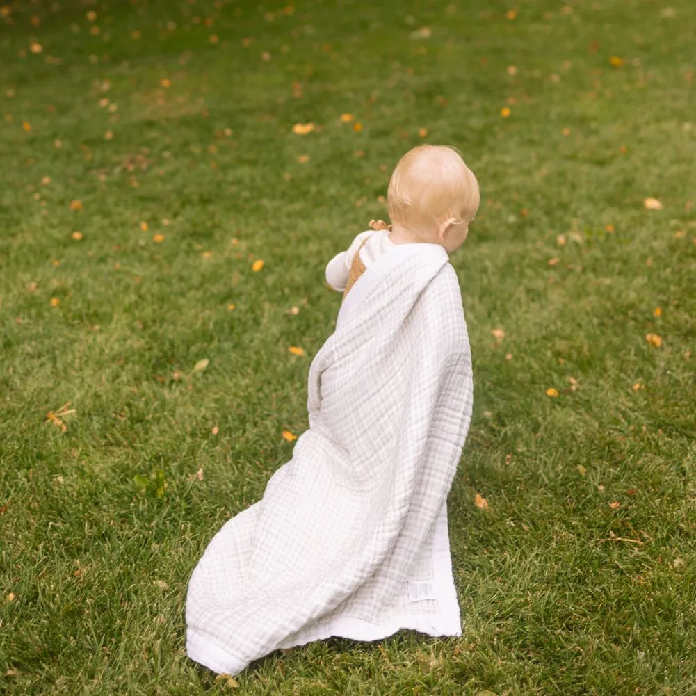 Little Unicorn Cotton Muslin Baby Quilt - Tan Gingham