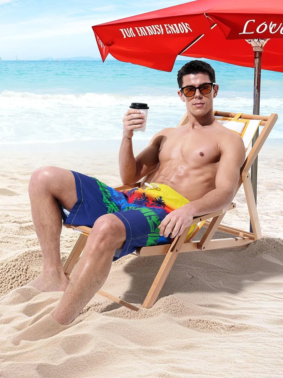 Mens Swim Trunks Board Shorts Swim Shorts Quick Dry 9 Inch Beach Swimwear