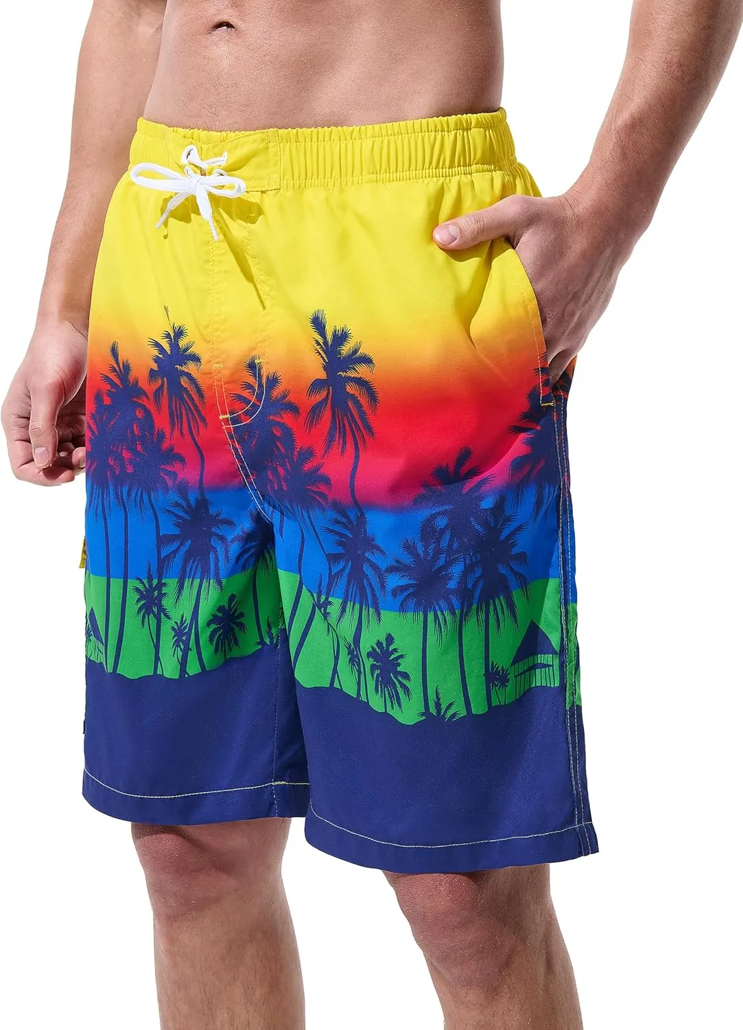 Mens Swim Trunks Board Shorts Swim Shorts Quick Dry 9 Inch Beach Swimwear