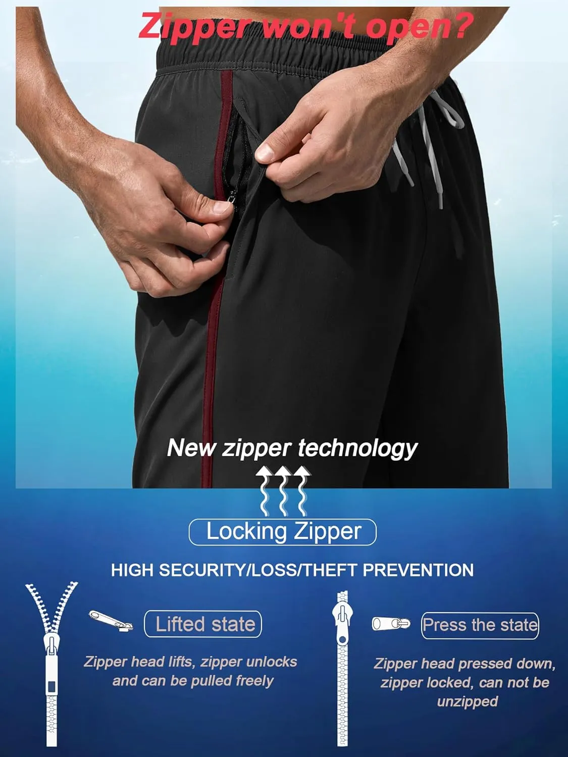 Mens Swim Trunks with Compression Liner 9 Inch Quick Dry Bathing Suit Board Shorts with Zipper Pockets