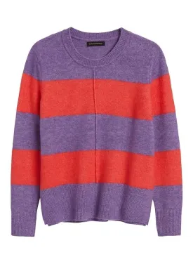 Merino-Blend Boxy Sweater in Red Stripe