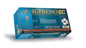 Microflex Medium Blue 11.6" Supreno EC 5.9 mil Nitrile Ambidextrous Non-Sterile Powder-Free Disposable Gloves With Textured Fingers Finish, Extended, Beaded Cuffs And Polymer Inner Coating