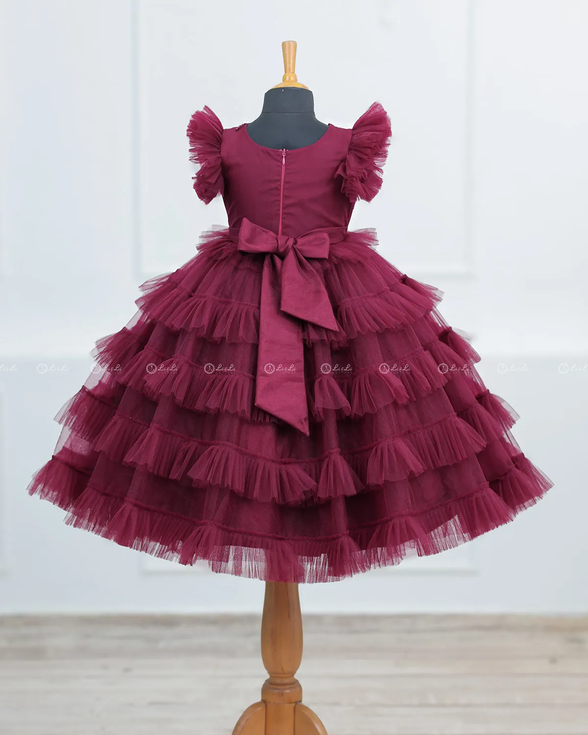 Multi Layered Maroon  Gown