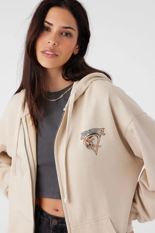 ONeill BYRON HOODED OVERSIZED FIT ZIP FLEECE JACKET - CEMENT