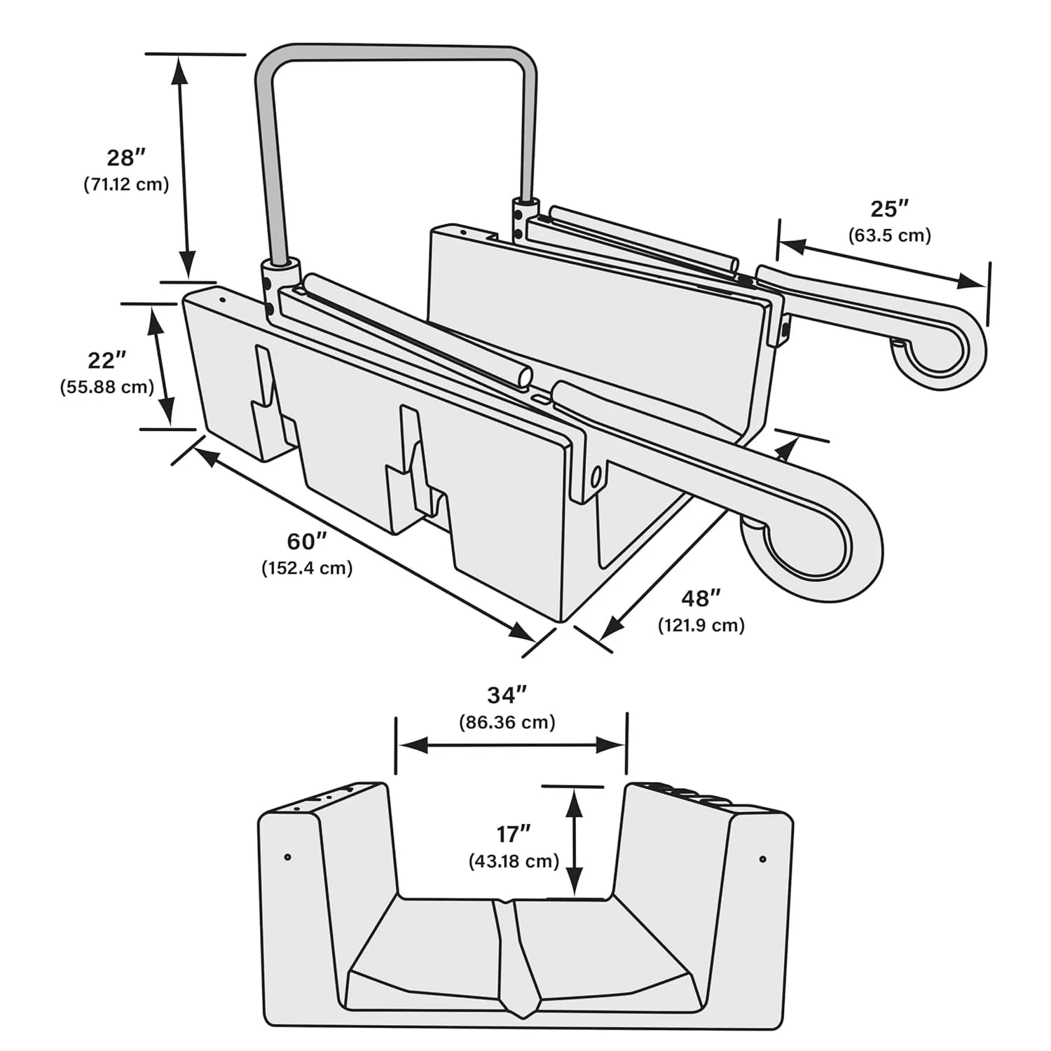 Personal Kayak Launch Station to Safely Launch Kayaks, Canoes, and Stand Up Paddle Boards, for High-Profile Floating Docks, 85-Inch x 48-Inch x 50-Inch, Tan