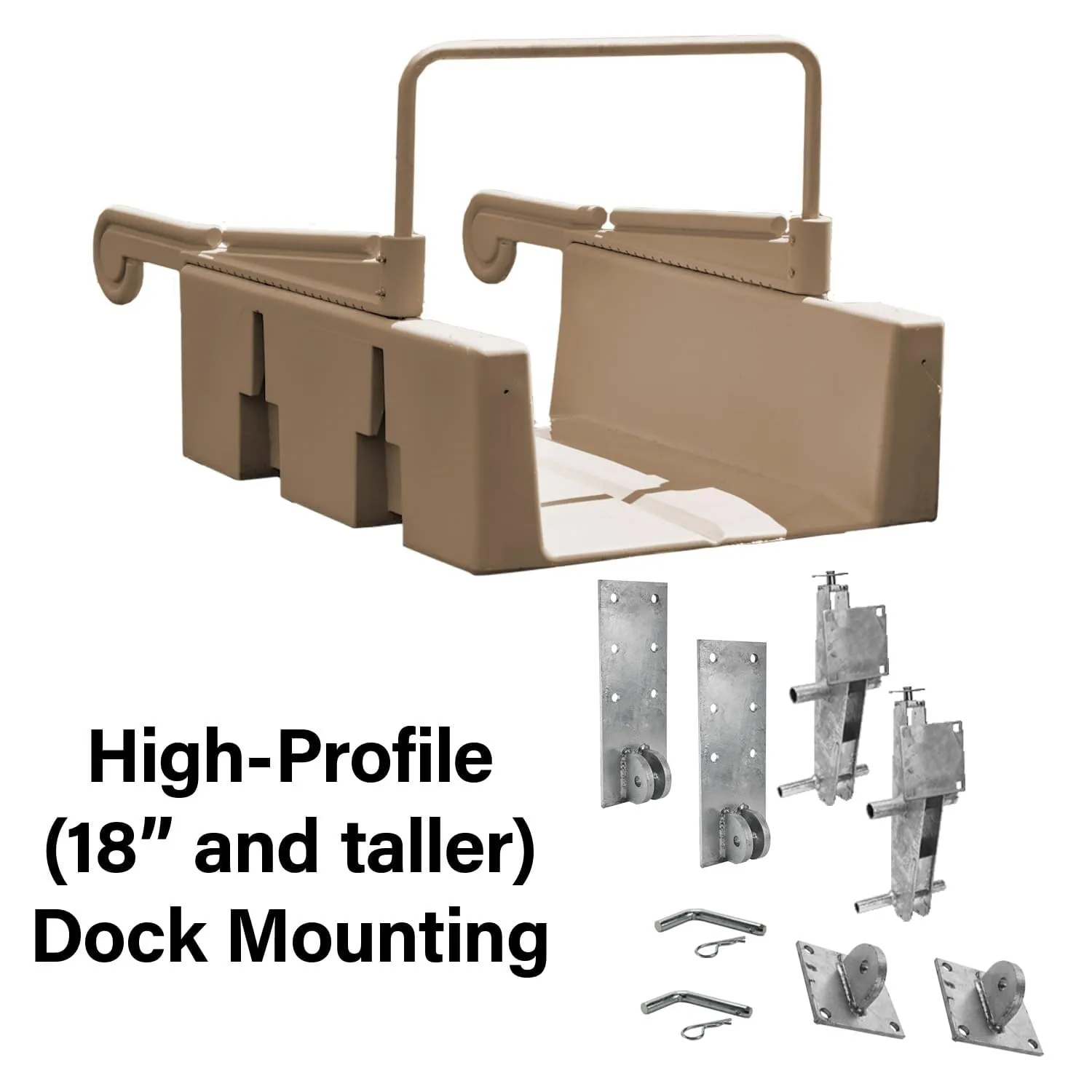 Personal Kayak Launch Station to Safely Launch Kayaks, Canoes, and Stand Up Paddle Boards, for High-Profile Floating Docks, 85-Inch x 48-Inch x 50-Inch, Tan