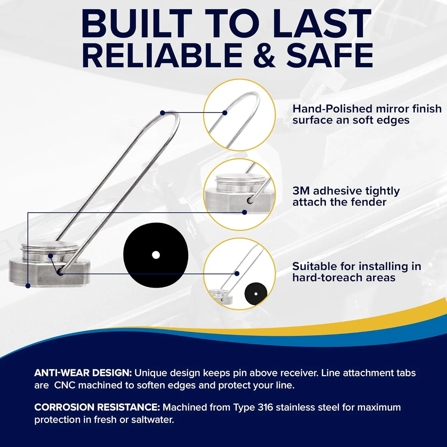Quick-Release Fender Holder Pin and Set Docking | Easy to Use, 316 Stainless Steel, Corrosion Resistance