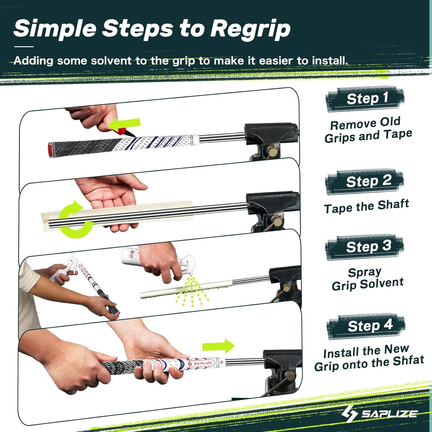 SAPLIZE Cross Cord Golf Grips Set of 13 Grips with Tape or Full Regripping Kit, Standard / Mid / Jumbo Size, Low Taper Design, Multi-compound Hybrid, Anti-Slip Golf Club Grips, CL03 Series
