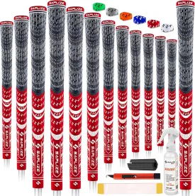 SAPLIZE Cross Cord Golf Grips Set of 13 Grips with Tape or Full Regripping Kit, Standard / Mid / Jumbo Size, Low Taper Design, Multi-compound Hybrid, Anti-Slip Golf Club Grips, CL03 Series