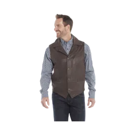 Sidran Men's Snap Front Antique Finished Lamb Nappa Concealed Carry Pocket Mocha Vest