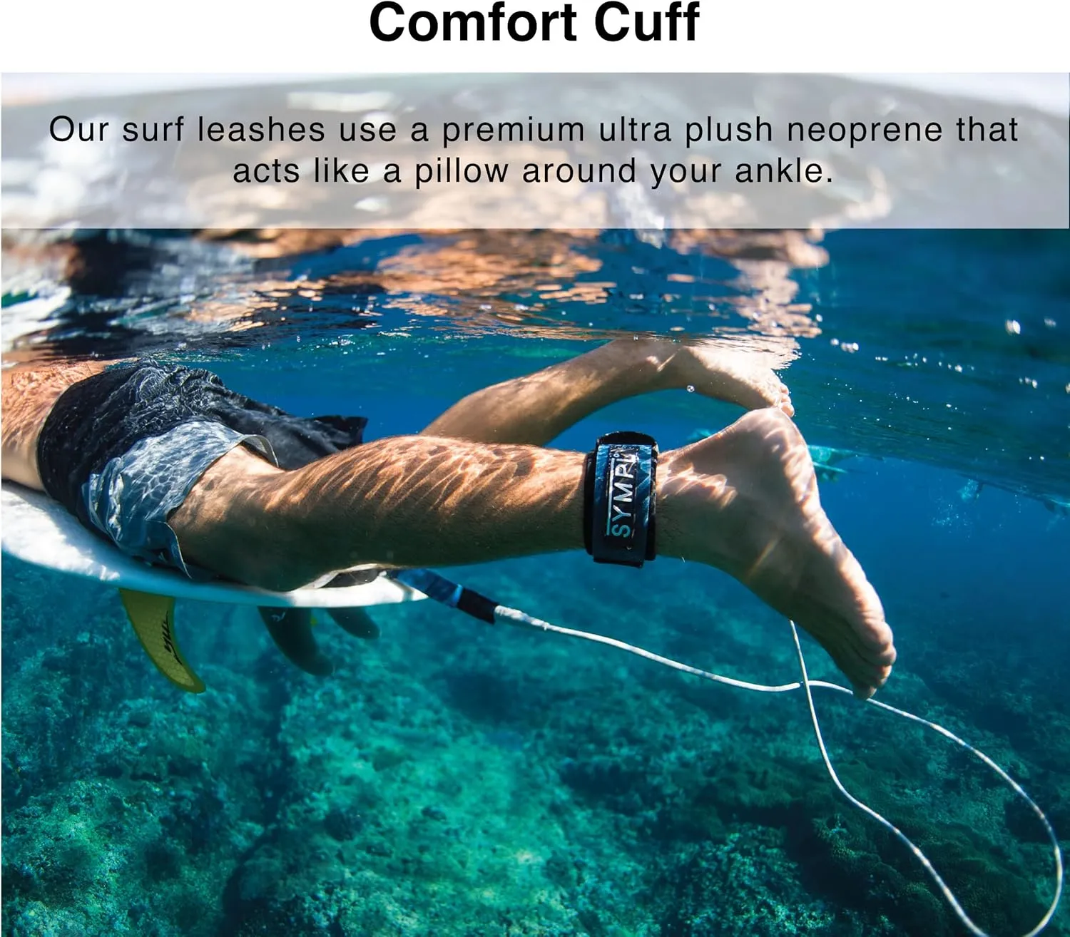 SYMPL Premium Surfboard Leash 6, 7, 9 ft Surf Leash Leg Rope for Surfboard, Longboard, SUP Paddle Boards, Quick Release Neoprene Comfort Padded Ankle Cuff, with Key Pocket