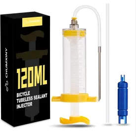 Tubeless Sealant Injector,120 ML Tire Sealant Injector with Push-in Metal Connector for Presta Schrader Valve