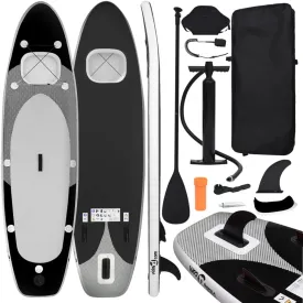 vidaXL Inflatable Stand Up Paddle Board Set Black 129.9x29.9x3.9
