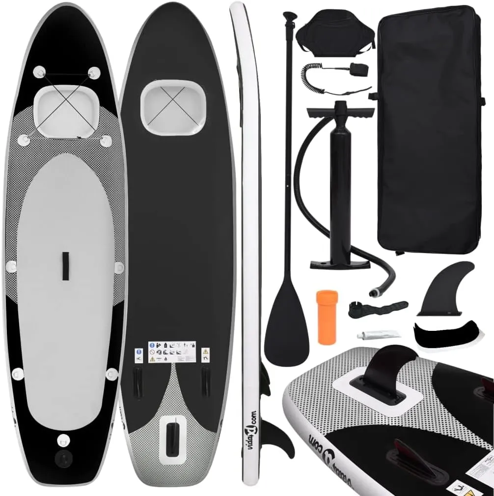 vidaXL Inflatable Stand Up Paddle Board Set Black 129.9x29.9x3.9