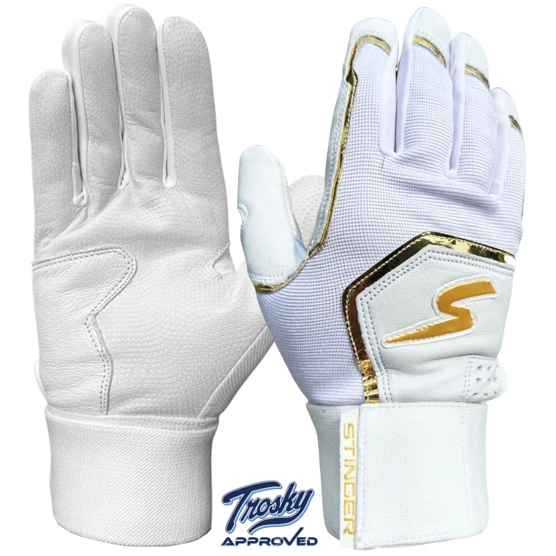 Winder Series Batting Gloves - White & Gold Chrome