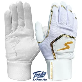 Winder Series Batting Gloves - White & Gold Chrome