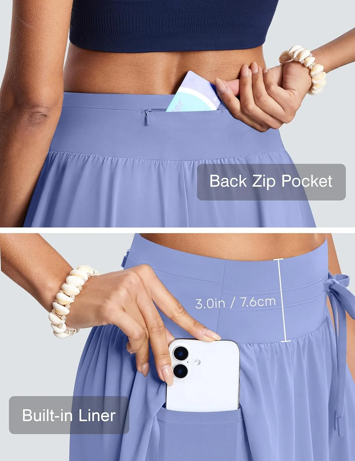 Womens 2.8" Swim Board Shorts High Waisted Slimming Quick Dry Stretch Swim Beach Trunks with Liner and 2 Pockets
