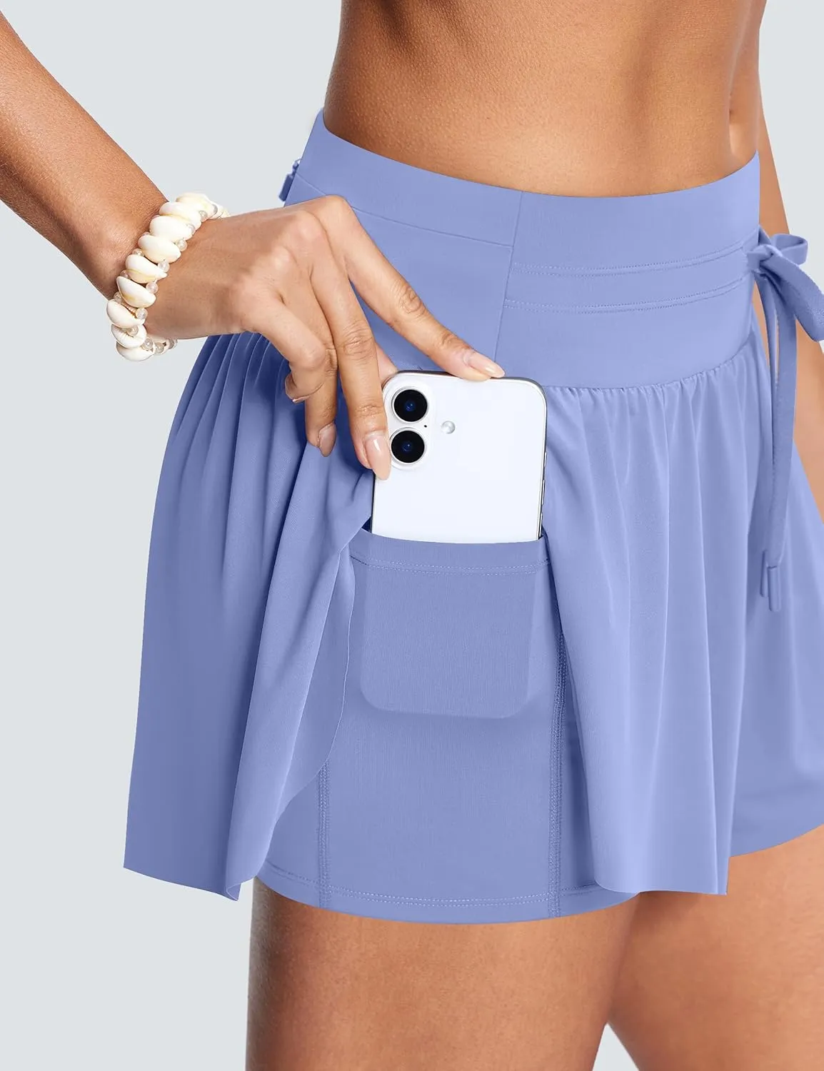Womens 2.8" Swim Board Shorts High Waisted Slimming Quick Dry Stretch Swim Beach Trunks with Liner and 2 Pockets